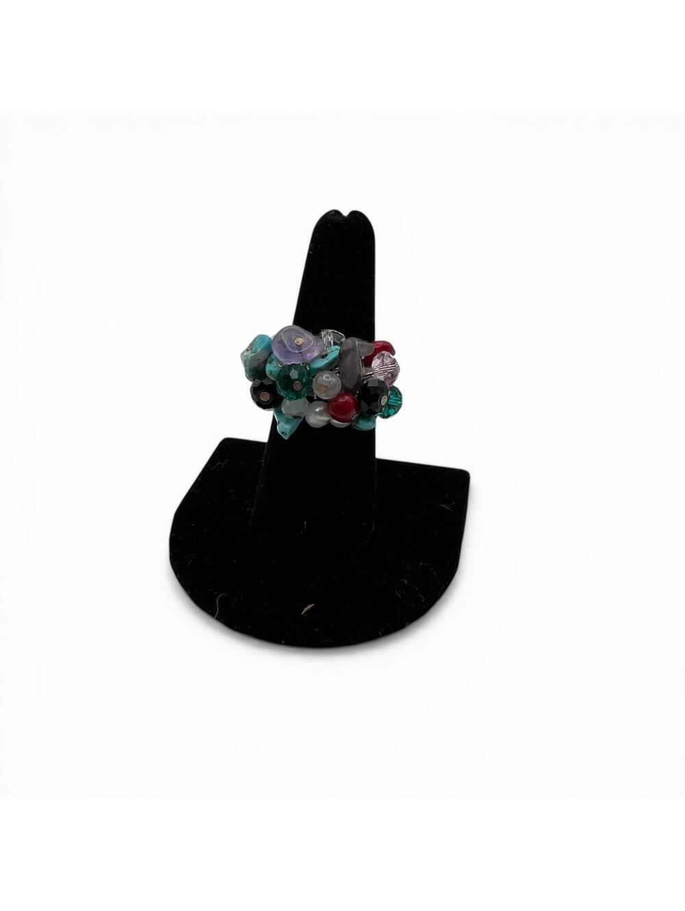 Vintage Y2K Multicolor Beaded Stretch Ring